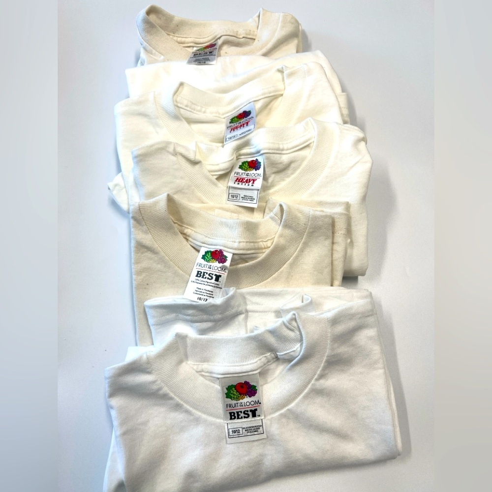 NEW 5Pcs Fruit of the Loom Boys Short Sleeve Crew T-Shirts Sz L10/12 Little Kids